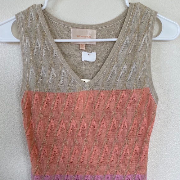 NWT Gold & Pink Sheer Dress - Picture 2 of 6